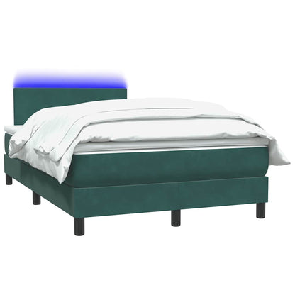 Cama boxspring com colchão 120x210 cm veludo verde-escuro