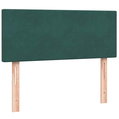 Cama boxspring com colchão 120x210 cm veludo verde-escuro