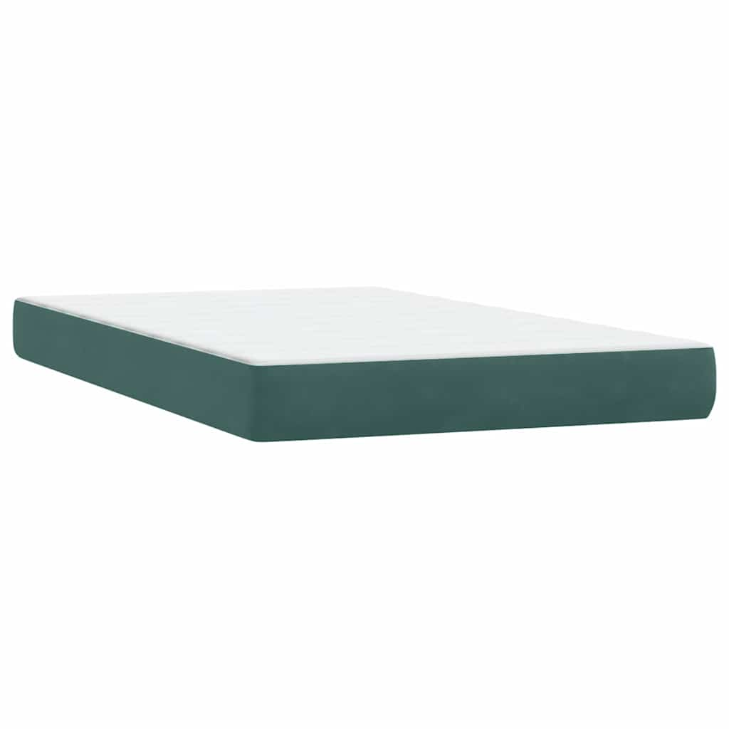 Cama boxspring com colchão 120x210 cm veludo verde-escuro