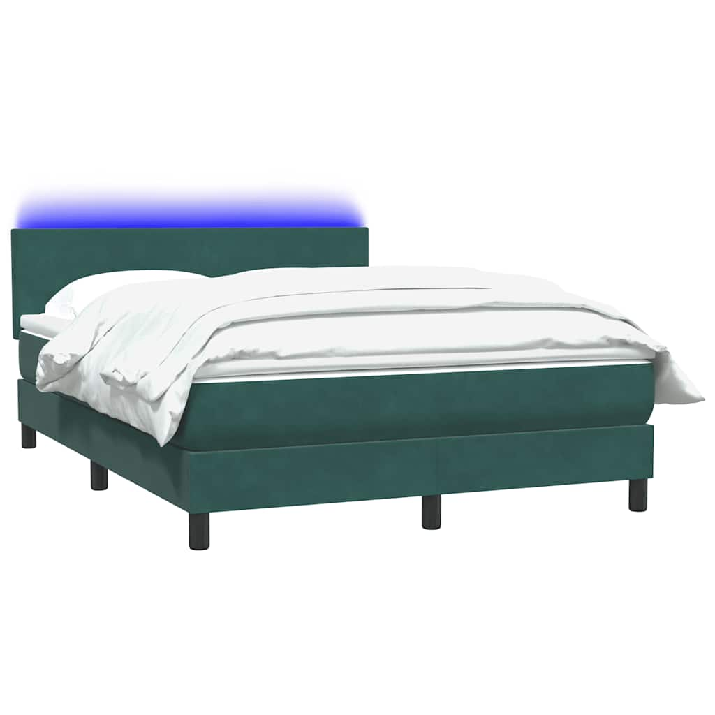 Cama box spring com colchão 160x210 cm veludo verde escuro