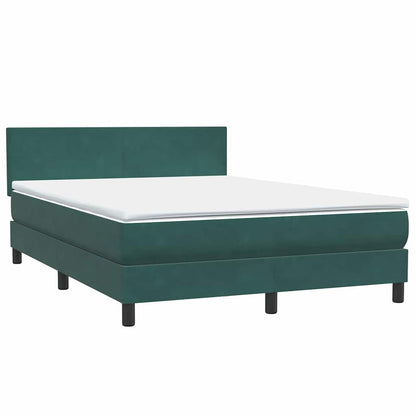 Cama box spring com colchão 160x210 cm veludo verde escuro