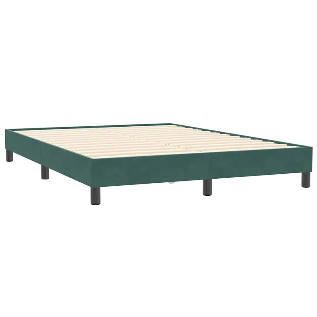 Cama box spring com colchão 160x210 cm veludo verde escuro