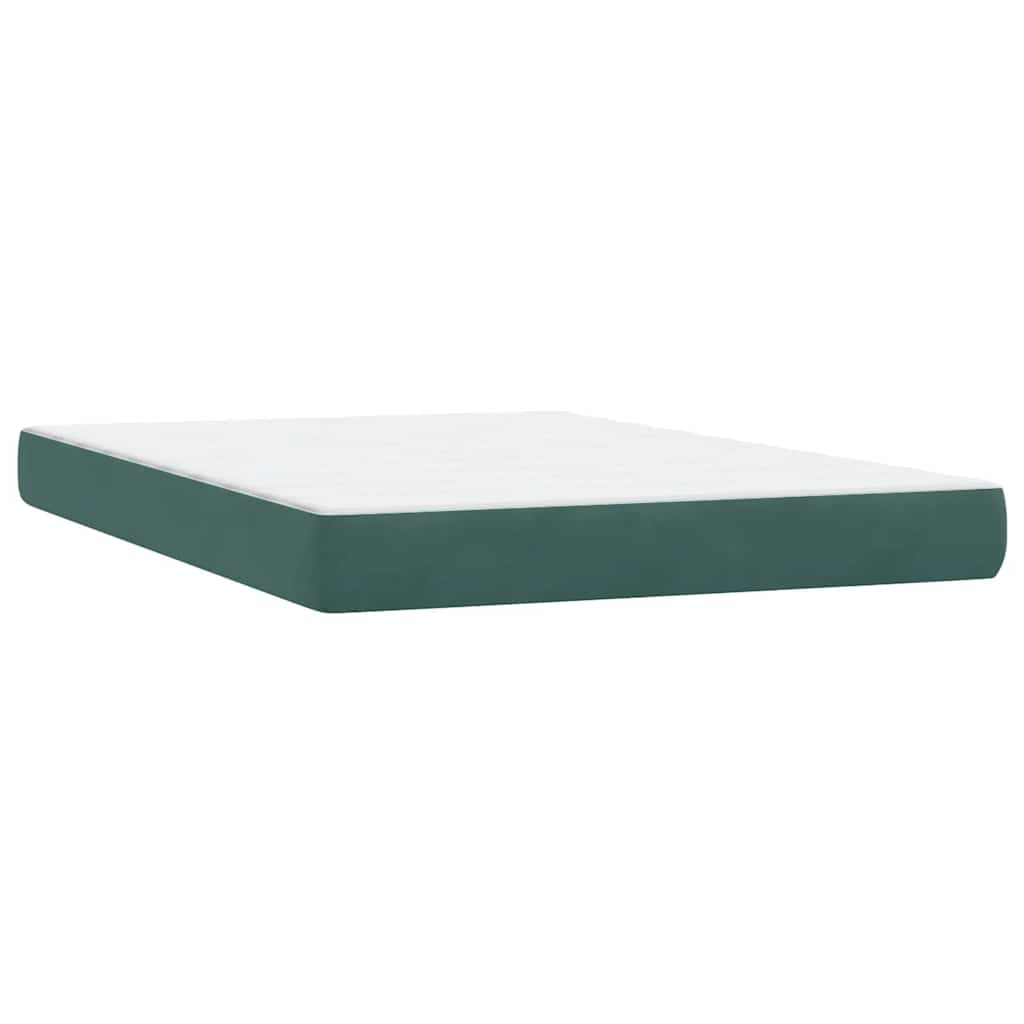 Cama box spring com colchão 160x210 cm veludo verde escuro