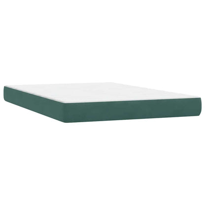 Cama box spring com colchão 160x210 cm veludo verde escuro