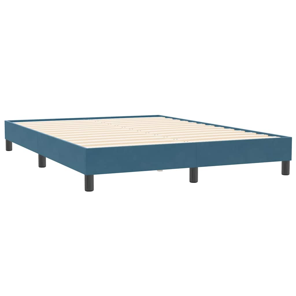 Cama box spring com colchão 160x210 cm veludo azul escuro