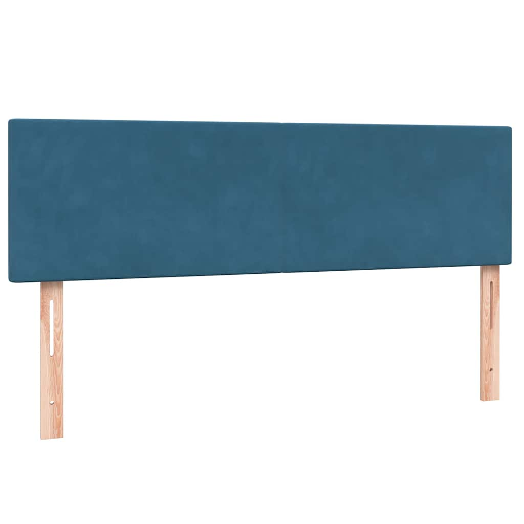 Cama box spring com colchão 160x210 cm veludo azul escuro