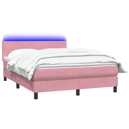 Cama box spring com colchão 160x210 cm veludo rosa