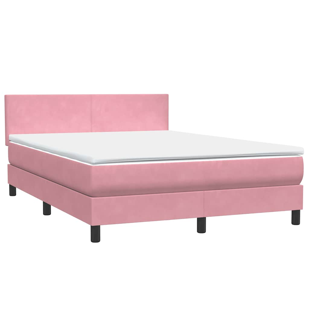 Cama box spring com colchão 160x210 cm veludo rosa