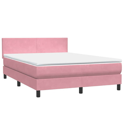 Cama box spring com colchão 160x210 cm veludo rosa