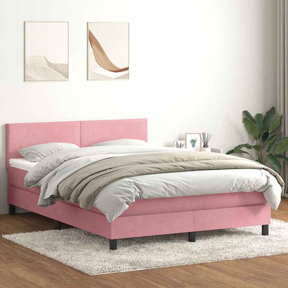 Cama box spring com colchão 160x210 cm veludo rosa