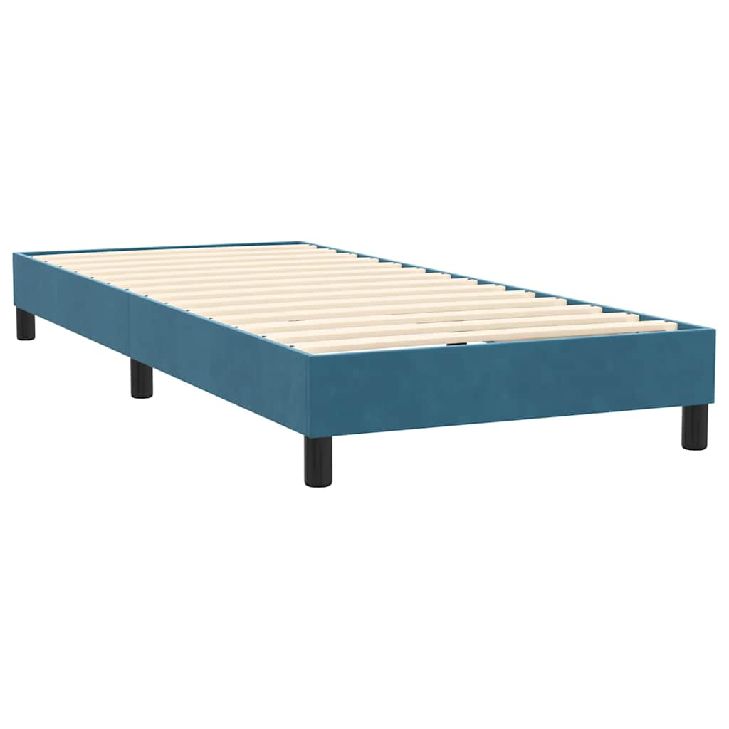 Cama com molas/colchão 80x220 cm veludo azul-escuro