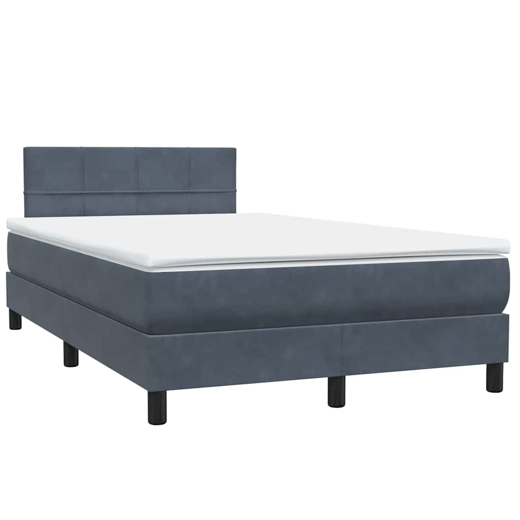 Cama boxspring com colchão 120x220 cm veludo cinzento-escuro