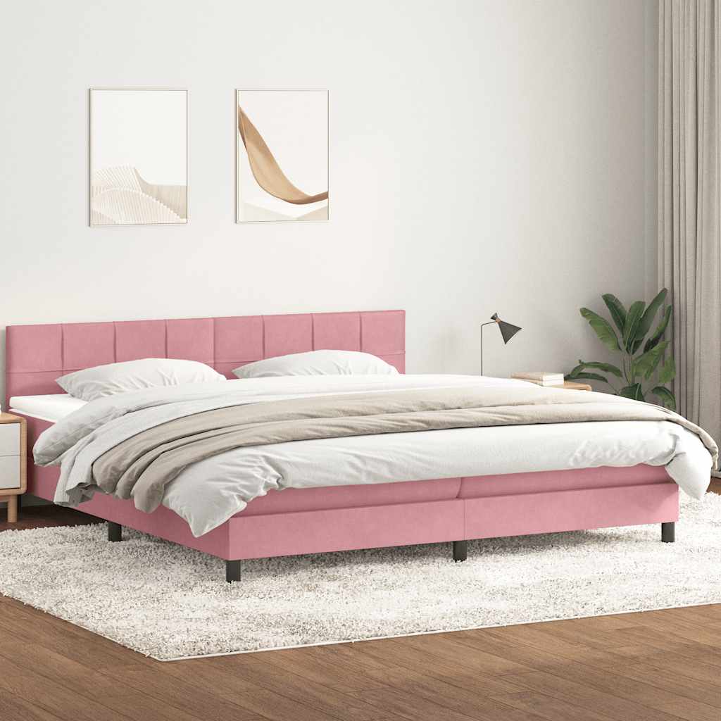 Cama com molas/colchão rosa 180x220 cm veludo