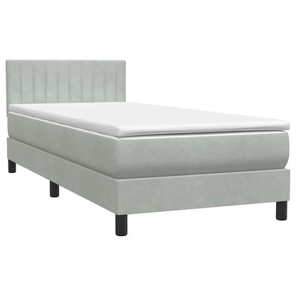 Cama box spring com colchão 100x210 cm veludo cinzento claro