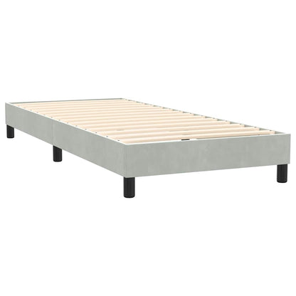 Cama box spring com colchão 100x210 cm veludo cinzento claro