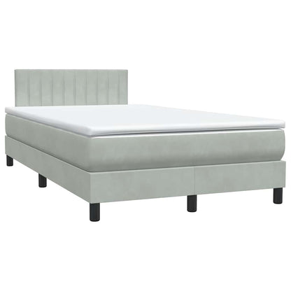 Cama boxspring c/ colchão 120x210 cm veludo cinzento-claro