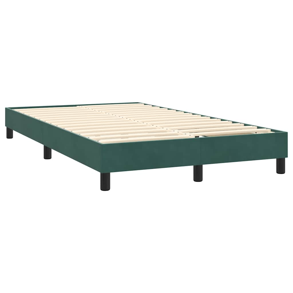 Cama boxspring com colchão 120x210 cm veludo verde-escuro