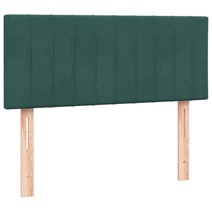 Cama boxspring com colchão 120x210 cm veludo verde-escuro