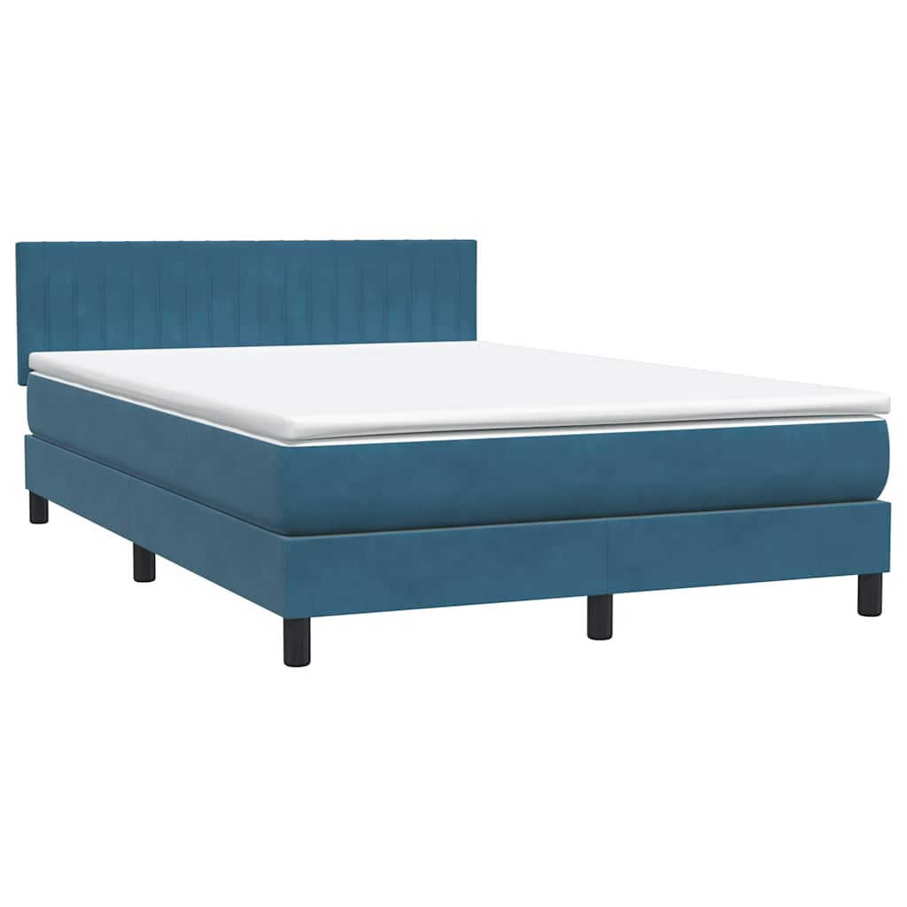 Cama box spring com colchão 160x210 cm veludo azul escuro