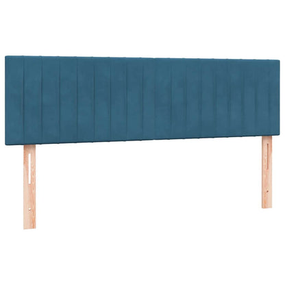 Cama box spring com colchão 160x210 cm veludo azul escuro