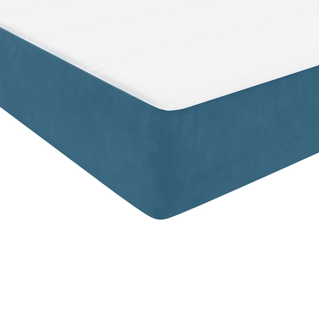 Cama box spring com colchão 160x210 cm veludo azul escuro