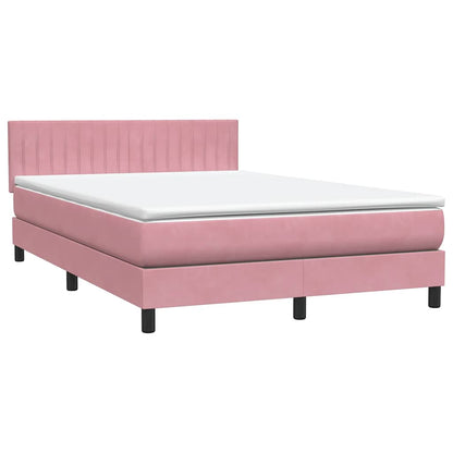 Cama box spring com colchão 160x210 cm veludo rosa