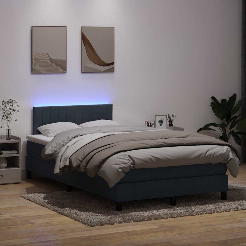 Cama boxspring c/ colchão 120x220 cm veludo cinzento-claro