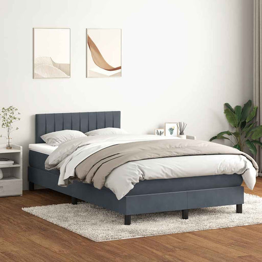 Cama boxspring c/ colchão 120x220 cm veludo cinzento-claro