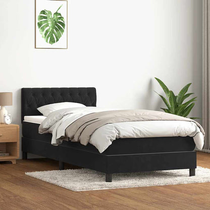 Cama com molas/colchão preto 80x210 cm veludo