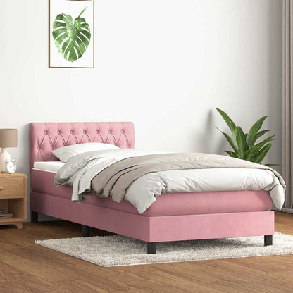 Cama com molas/colchão rosa 80x210 cm veludo