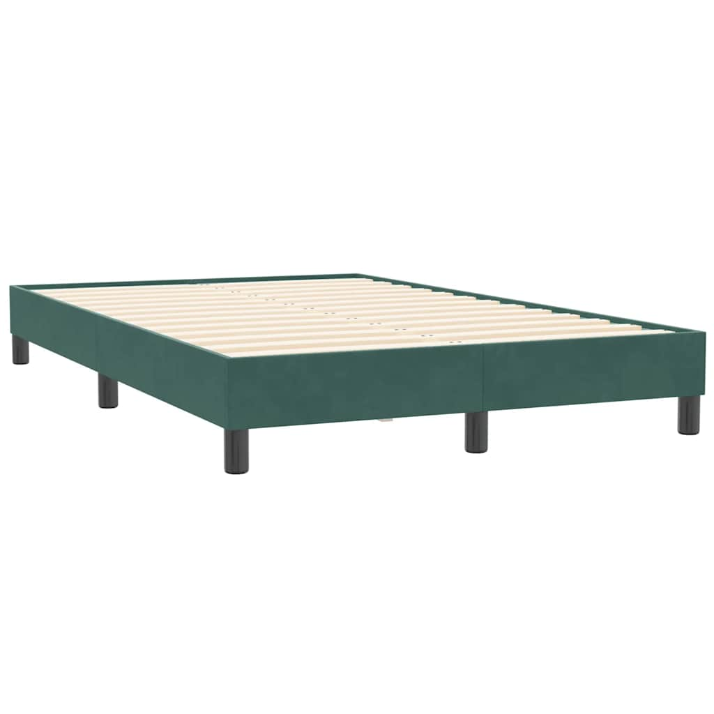 Cama boxspring com colchão 120x210 cm veludo verde-escuro