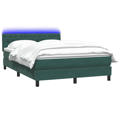 Cama box spring com colchão 160x210 cm veludo verde escuro