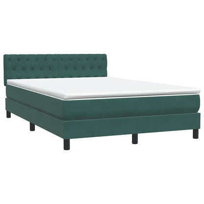 Cama box spring com colchão 160x210 cm veludo verde escuro