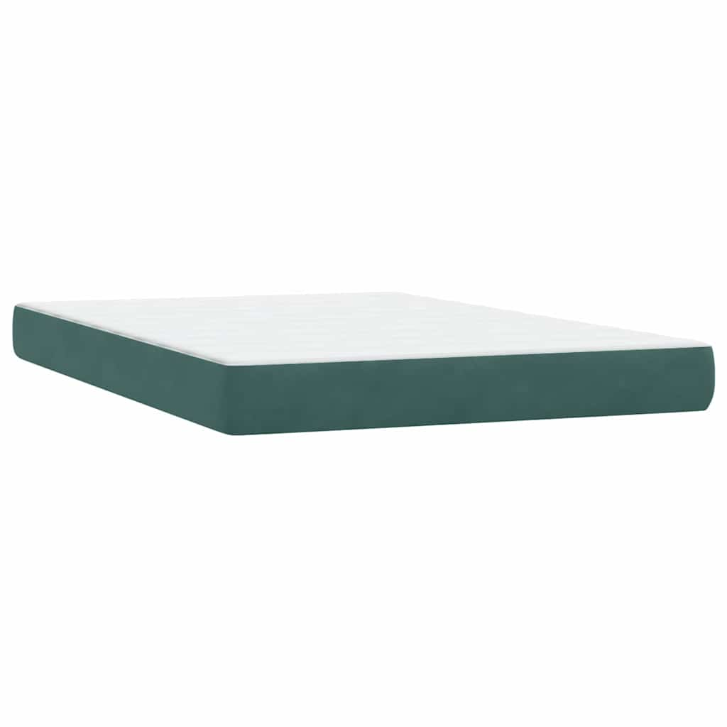 Cama box spring com colchão 160x210 cm veludo verde escuro