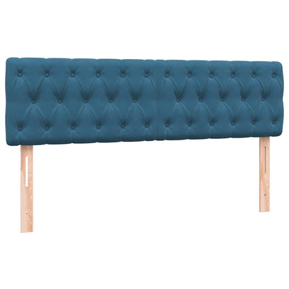 Cama box spring com colchão 160x210 cm veludo azul escuro