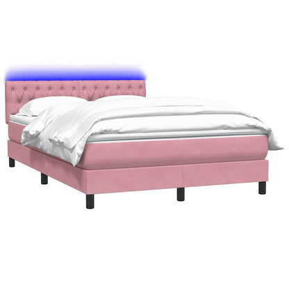 Cama box spring com colchão 160x210 cm veludo rosa