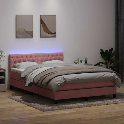 Cama box spring com colchão 160x210 cm veludo rosa