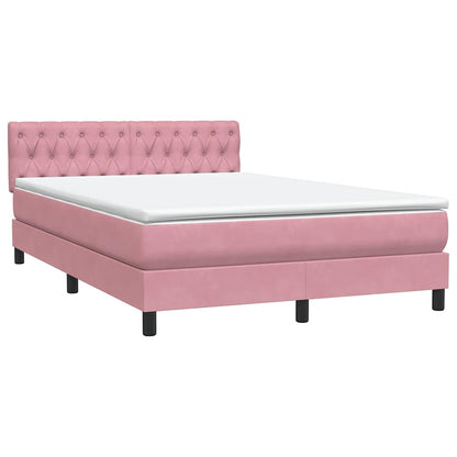 Cama box spring com colchão 160x210 cm veludo rosa