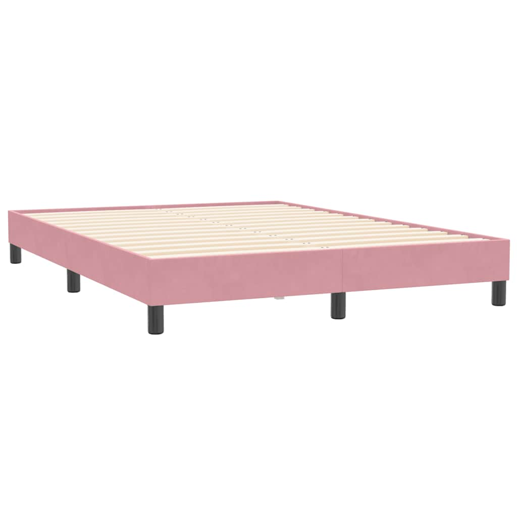 Cama box spring com colchão 160x210 cm veludo rosa