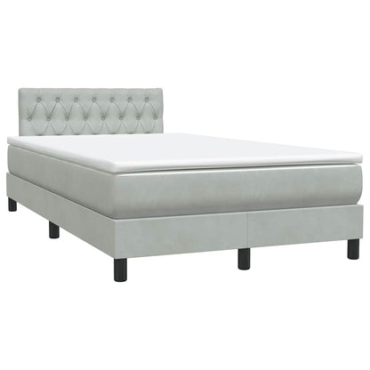 Cama boxspring c/ colchão 120x220 cm veludo cinzento-claro