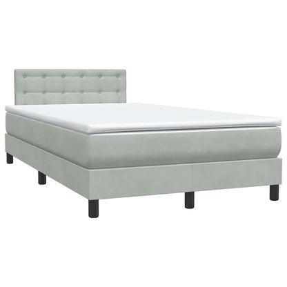 Cama boxspring c/ colchão 120x210 cm veludo cinzento-claro