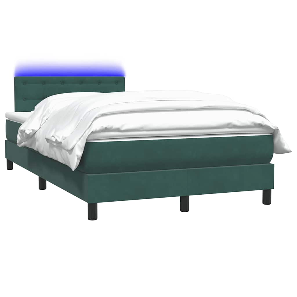 Cama boxspring com colchão 120x210 cm veludo verde-escuro