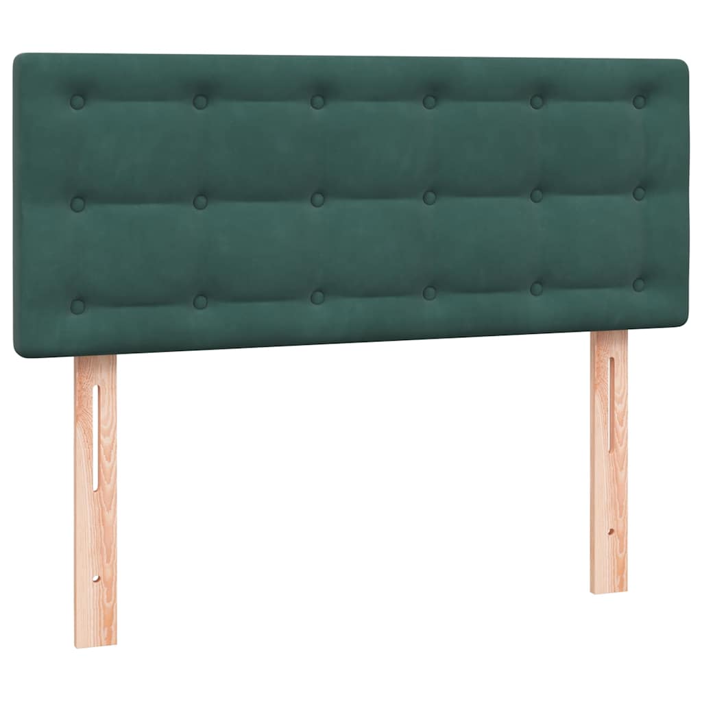 Cama boxspring com colchão 120x210 cm veludo verde-escuro