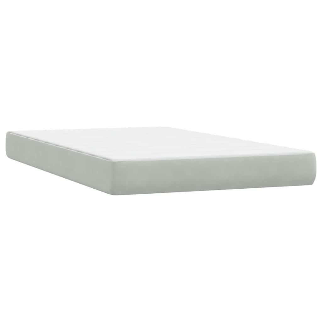 Cama boxspring c/ colchão 120x220 cm veludo cinzento-claro