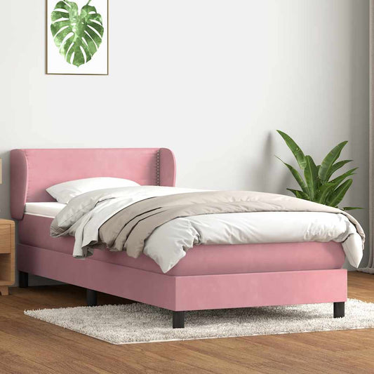 Cama com molas/colchão 100x220 cm veludo Rosa