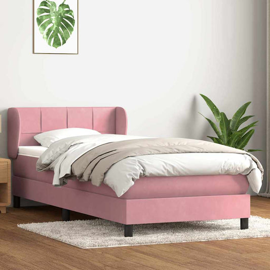 Cama com molas/colchão rosa 80x210 cm veludo