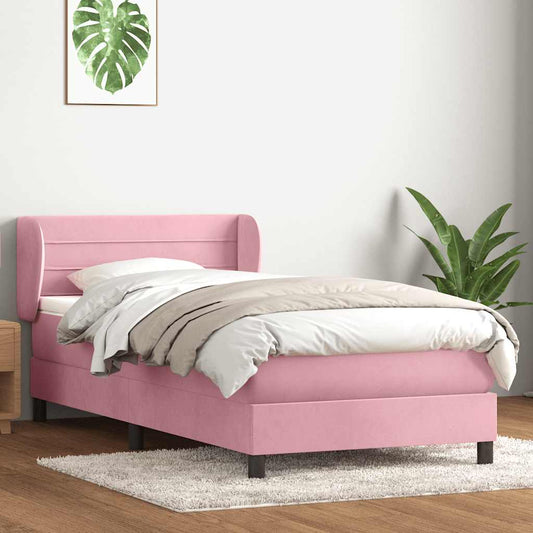 Cama com molas/colchão rosa 80x210 cm veludo