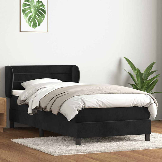 Cama box spring com colchão 90x210 cm veludo preto