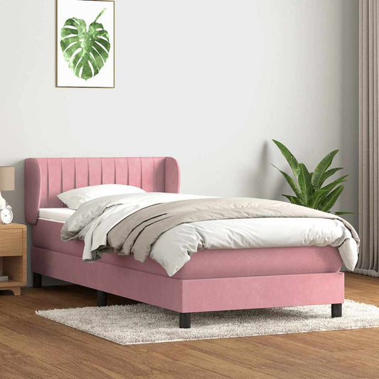 Cama com molas/colchão rosa 80x210 cm veludo