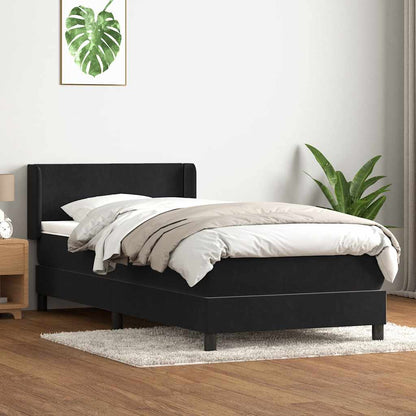 Cama com molas/colchão preto 80x210 cm veludo